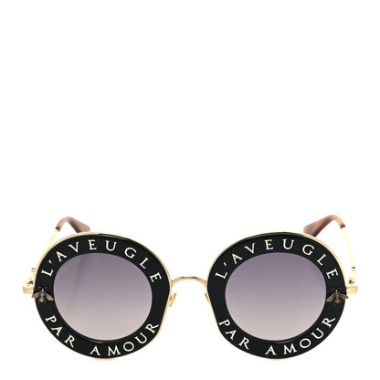 Gucci Metal L'Aveugle Par Amour Round Frame Sunglasses GG0113S Black 2 of 8