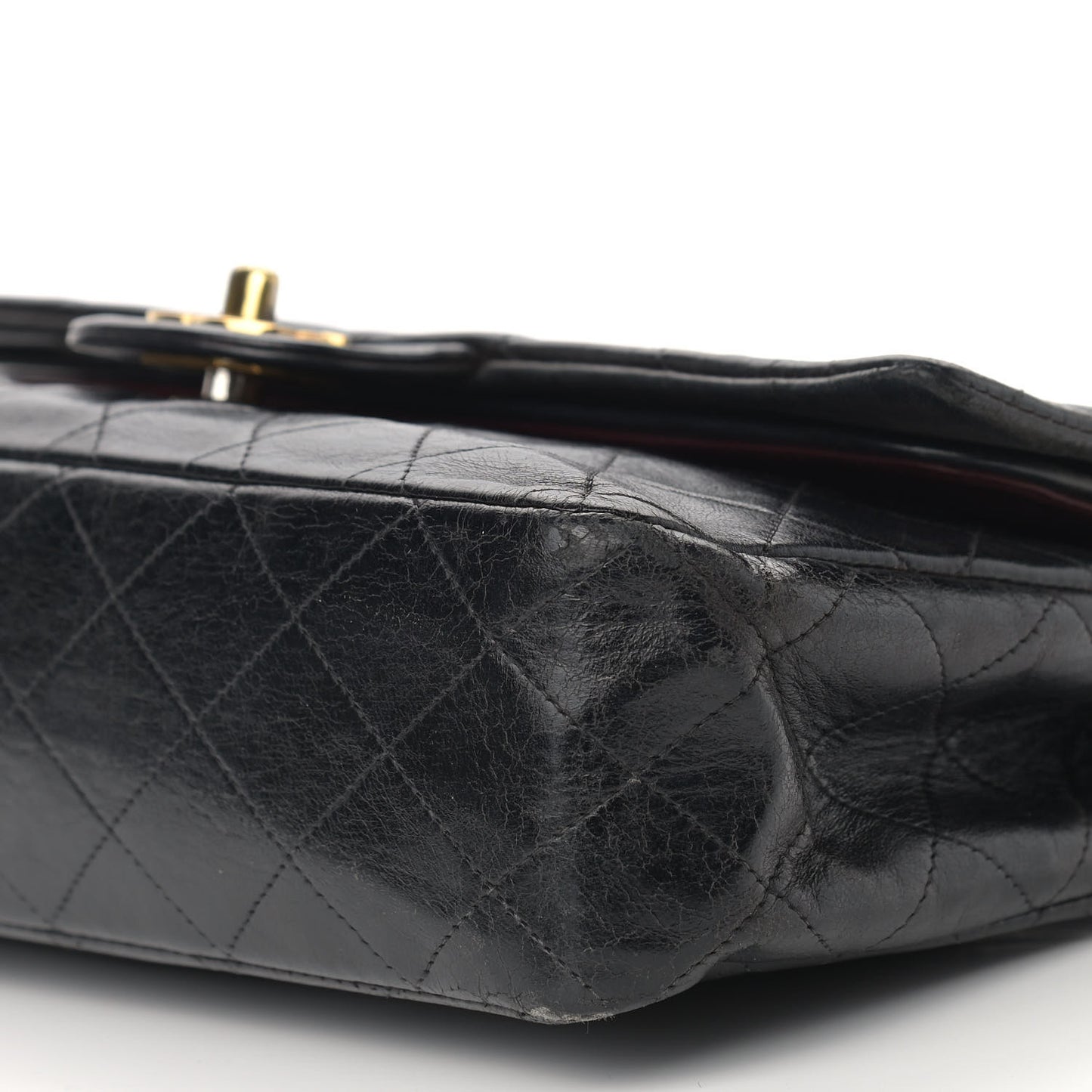 Lambskin Quilted Medium Double Flap Black