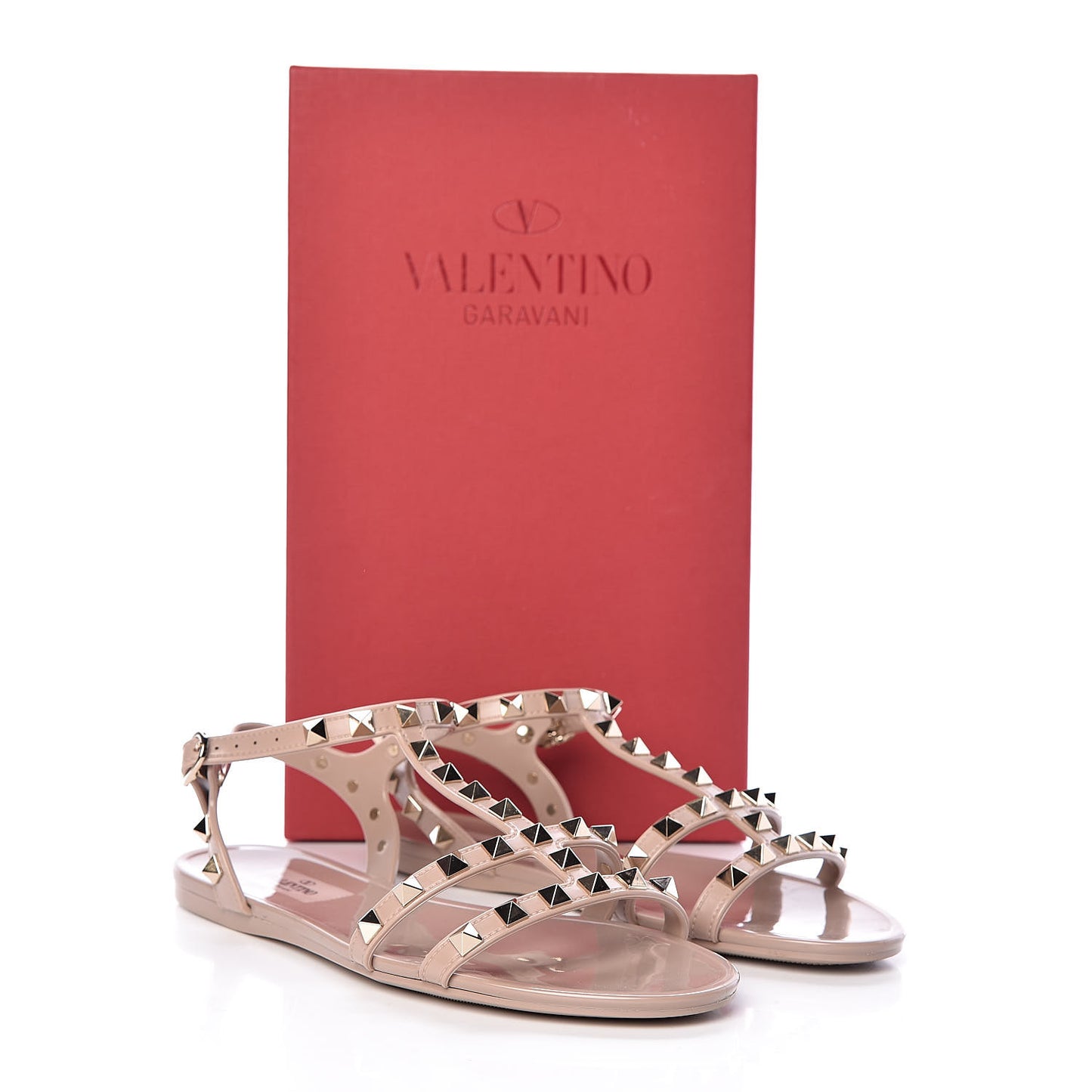 PVC Jelly Rockstud Caged Sandals 36 Poudre