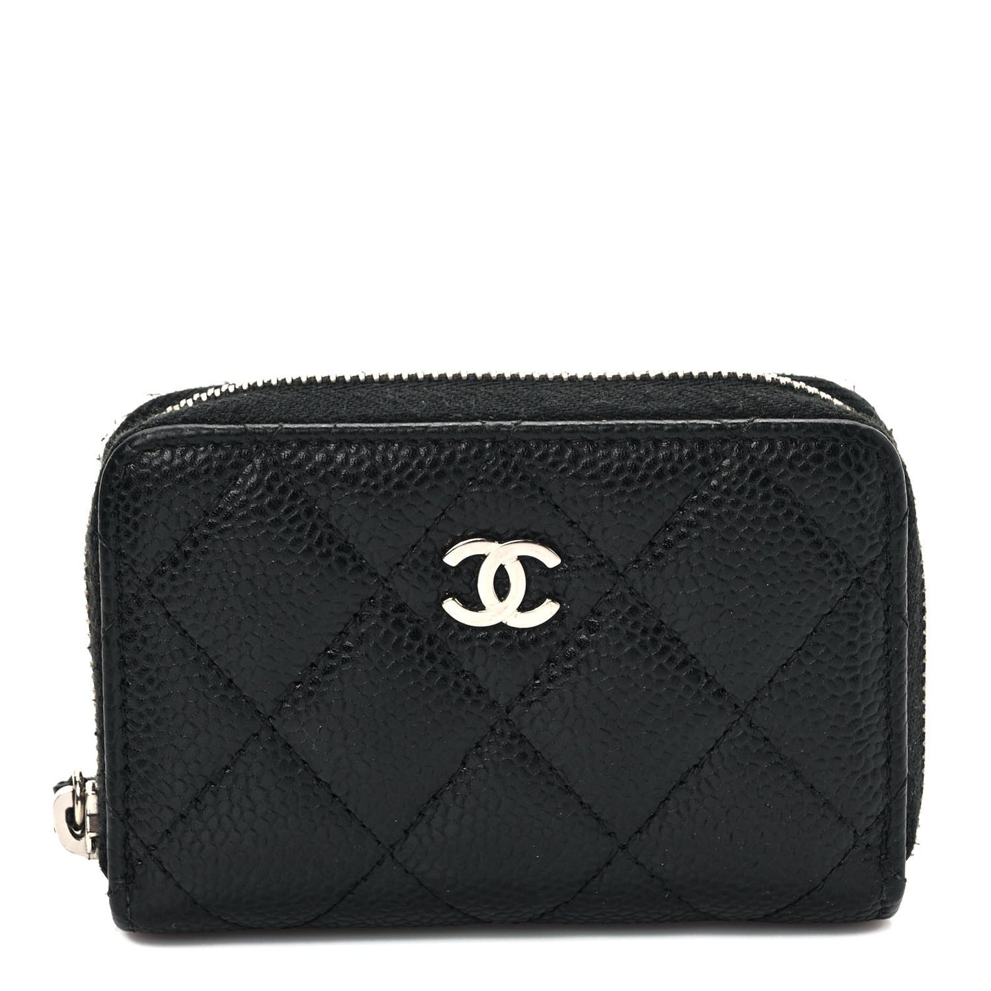 Caviar Quilted Zip Coin Purse Black