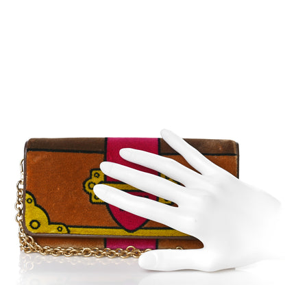 Prada Velluto Ricamo Cahier Wristlet Flap Wallet Cammello 2 of 11