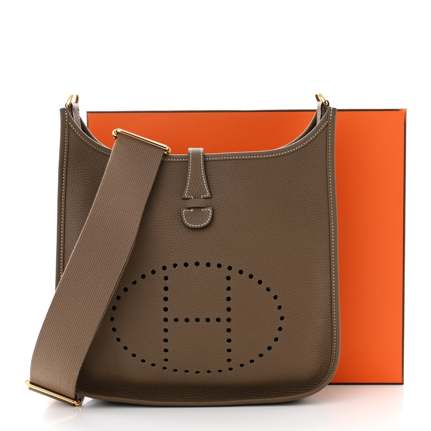 Hermes Taurillon Clemence Evelyne III PM Etoupe 12 of 12