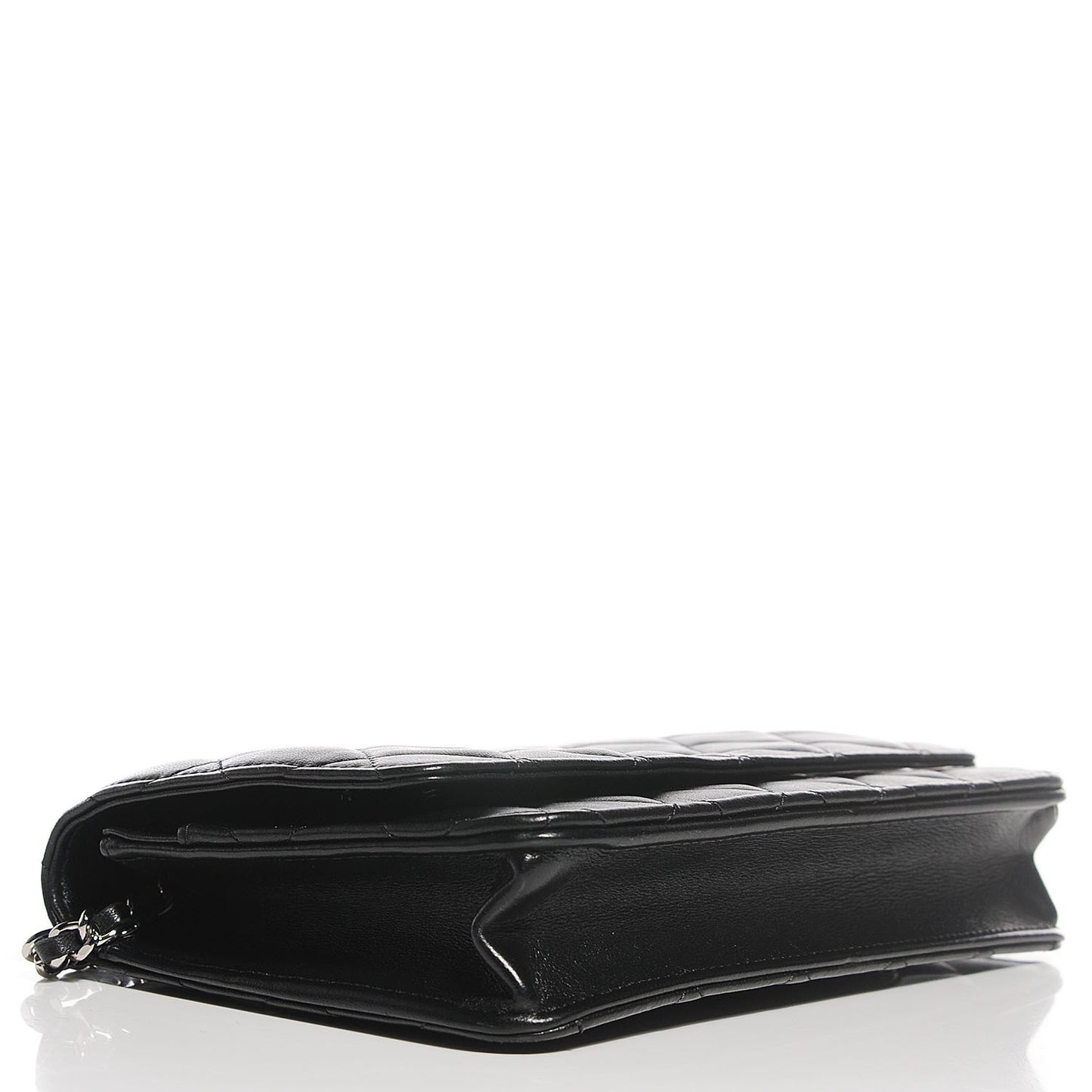 Lambskin Quilted Wallet on Chain WOC Black