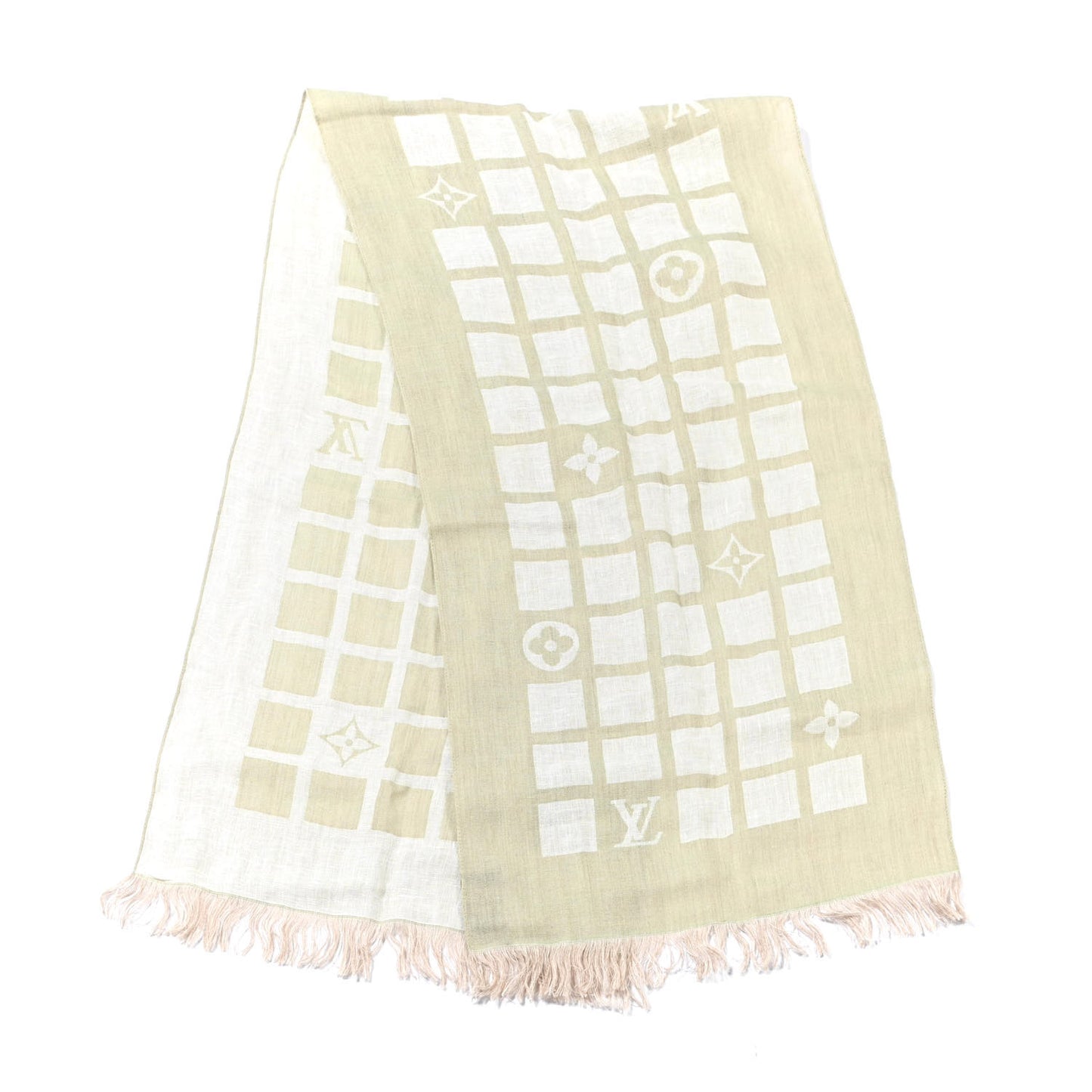 Monogram Linen Scarf Beige