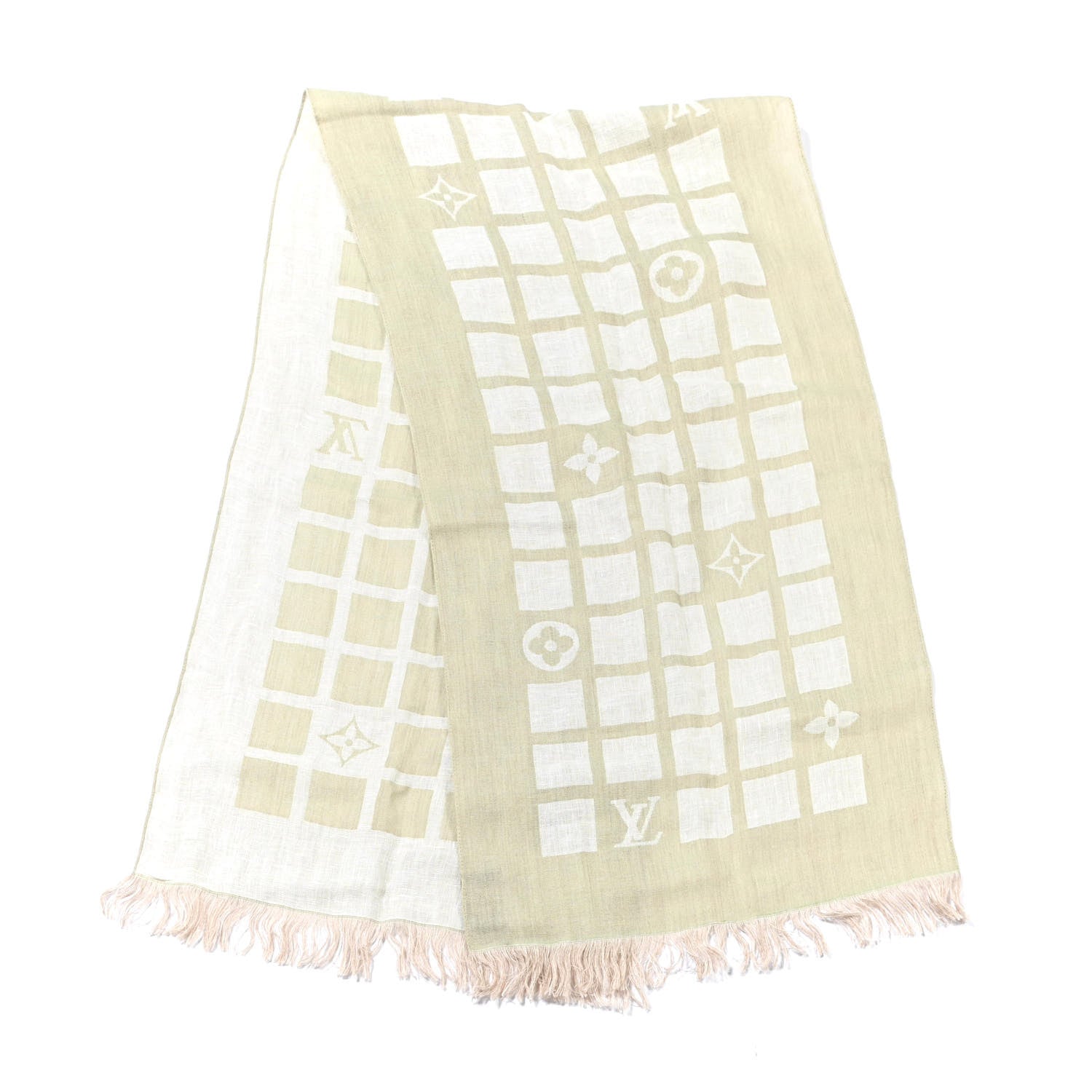 Louis Vuitton Monogram Linen Scarf Beige 2 of 3