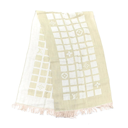 Louis Vuitton Monogram Linen Scarf Beige 2 of 3