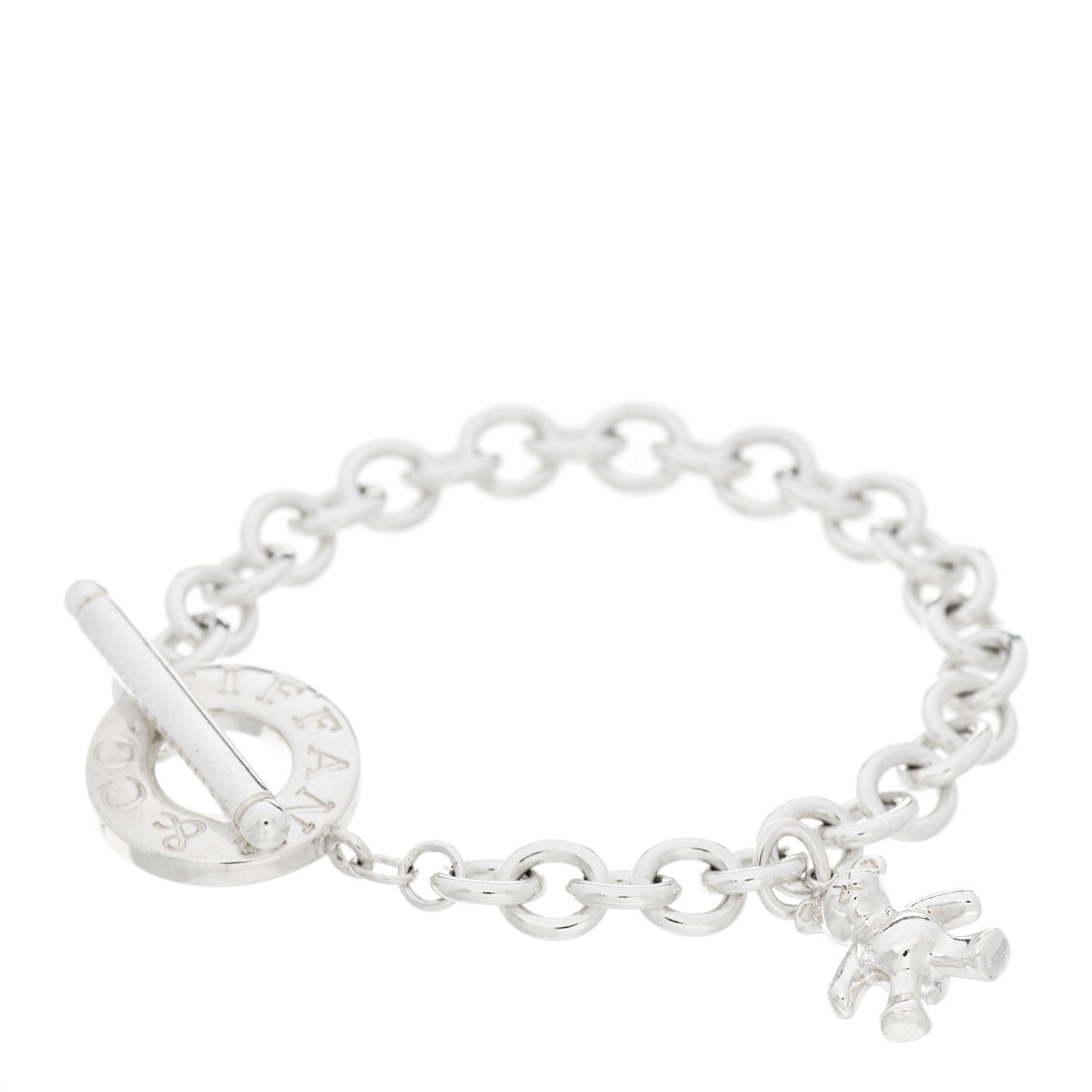 Sterling Silver Bear Charm Toggle Bracelet