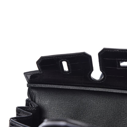 Hermes Shiny Niloticus Crocodile Birkin 25 Black 19 of 36