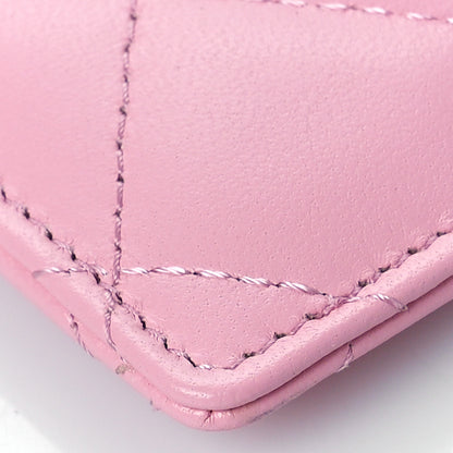 Chanel Lambskin Quilted Chanel Card Holder On Chain Pink 8 of 10
