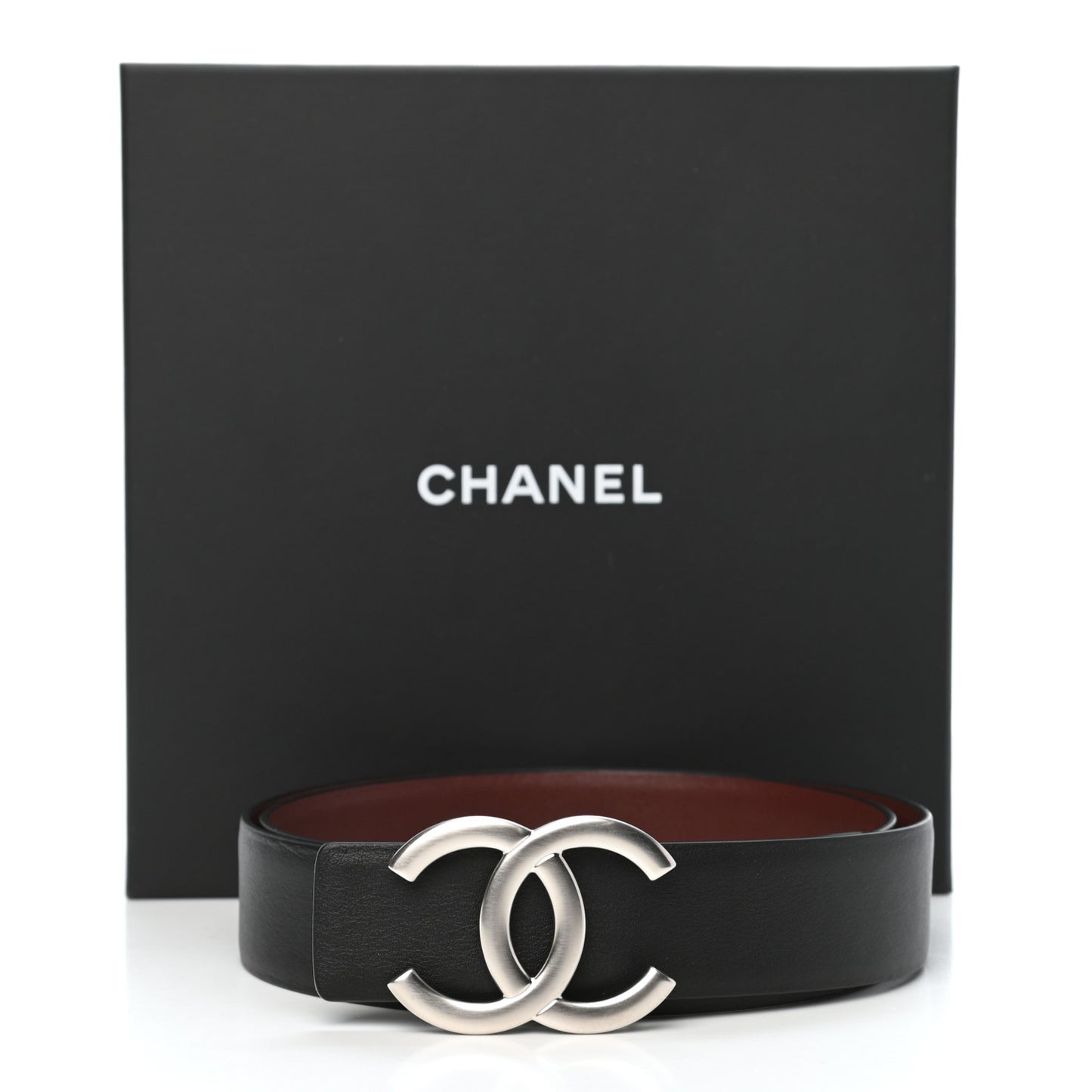 Calfskin CC Reversible Belt 80 32 Black Burgundy