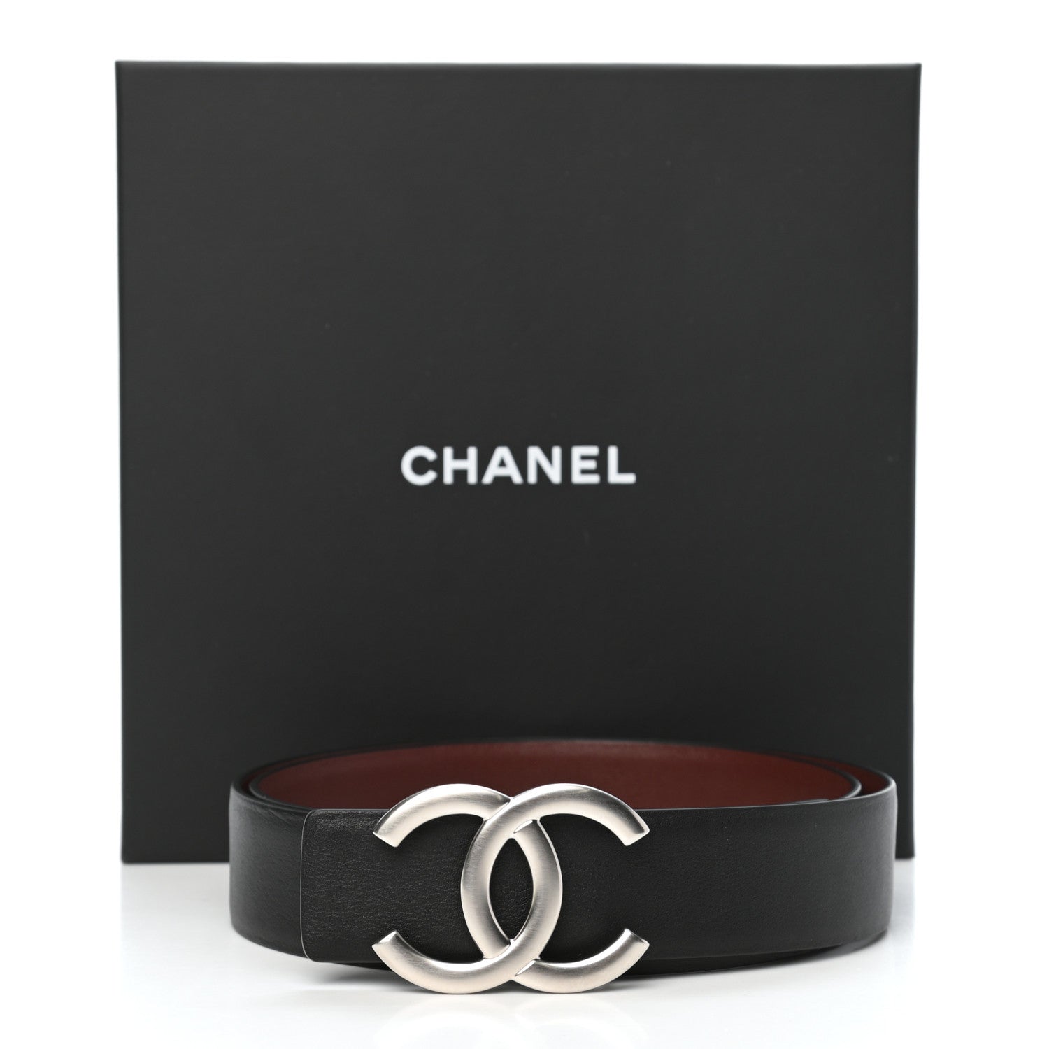 Chanel Calfskin CC Reversible Belt 80 32 Black Burgundy 6 of 6