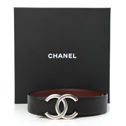 Chanel Calfskin CC Reversible Belt 80 32 Black Burgundy 6 of 6