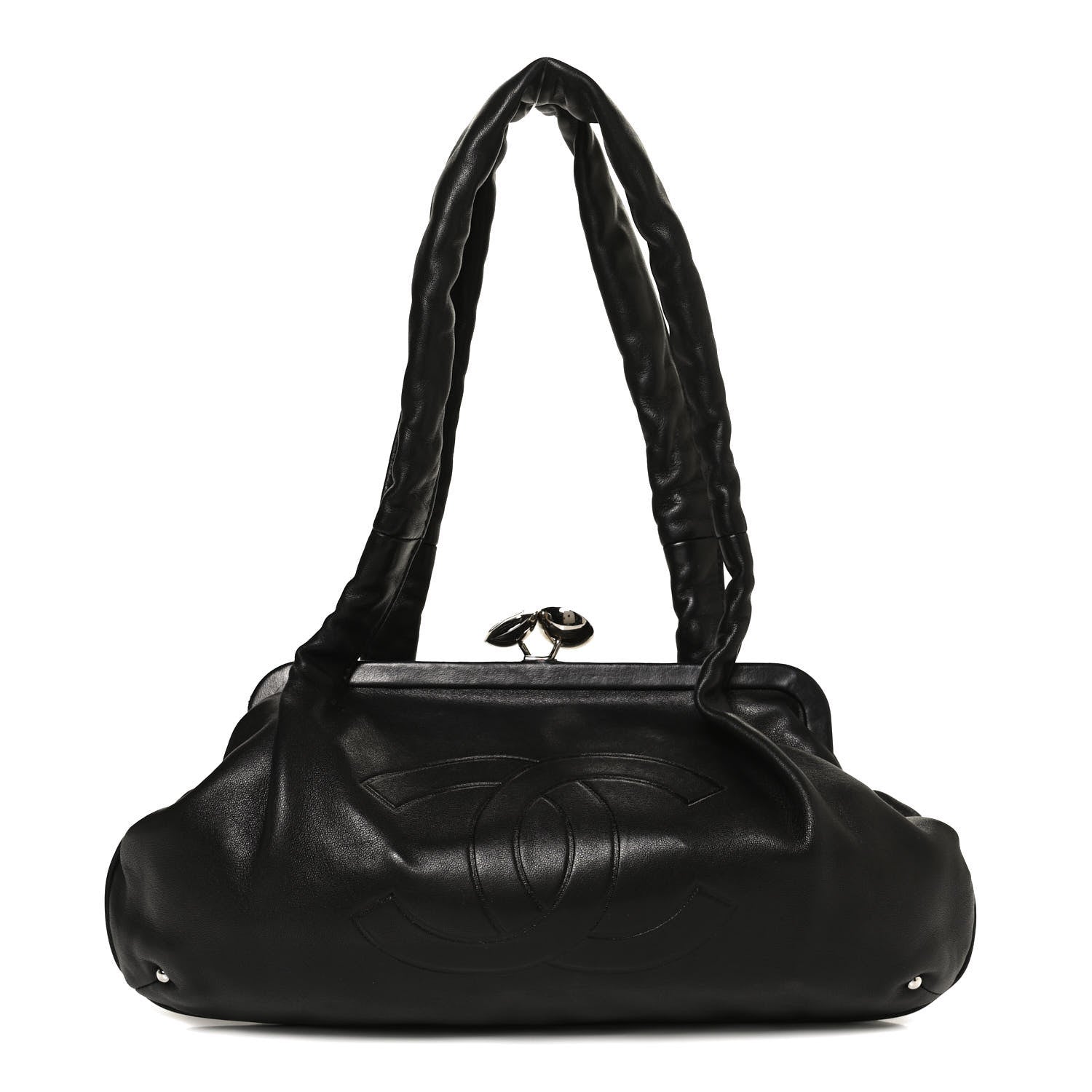 Chanel Lambskin Kiss Lock Frame Bag Black 1 of 10