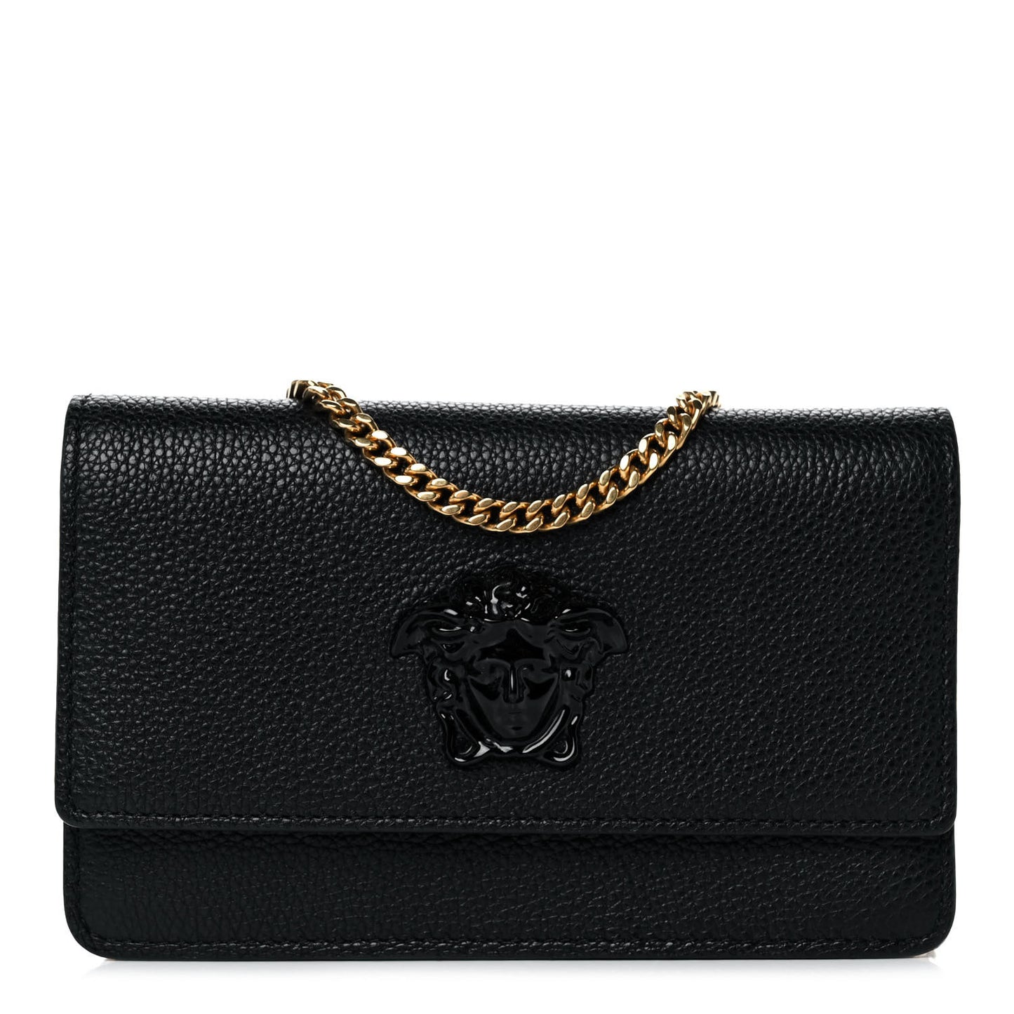 Grained Calfskin Palazzo Chain Evening Bag Black