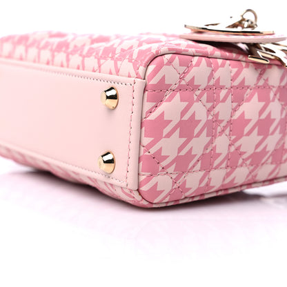 Christian Dior Lambskin Cannage Houndstooth Printed Micro Lady Dior Pink 7 of 8