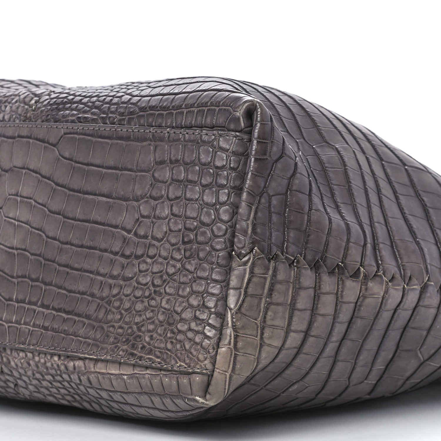 Bottega Veneta Matte Crocodile Top Handle Weekender Bag Tote Purple 10 of 11
