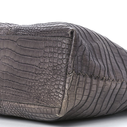 Bottega Veneta Matte Crocodile Top Handle Weekender Bag Tote Purple 10 of 11