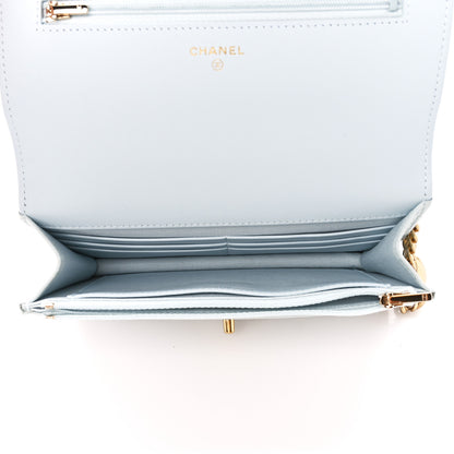 Chanel Caviar Quilted Sweetheart Wallet On Chain WOC Light Blue 5 of 12