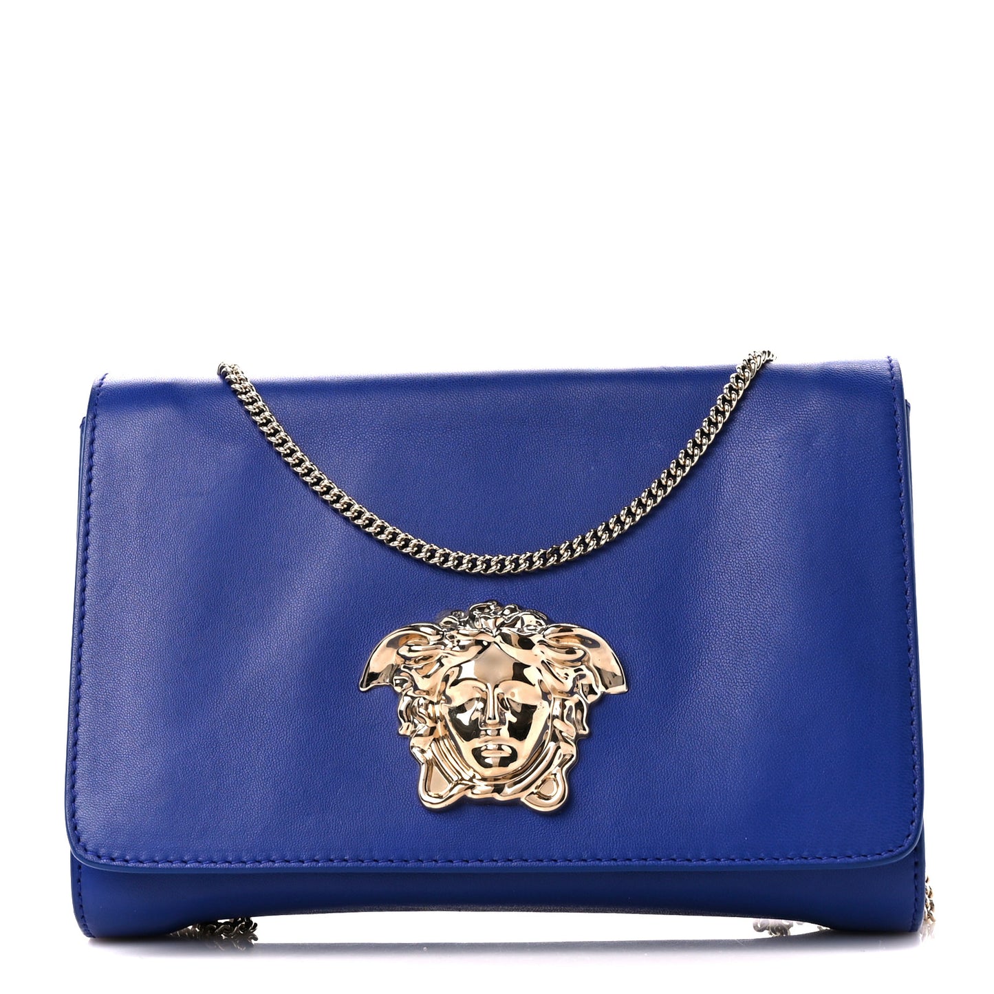 Lambskin Palazzo Chain Evening Bag Blue