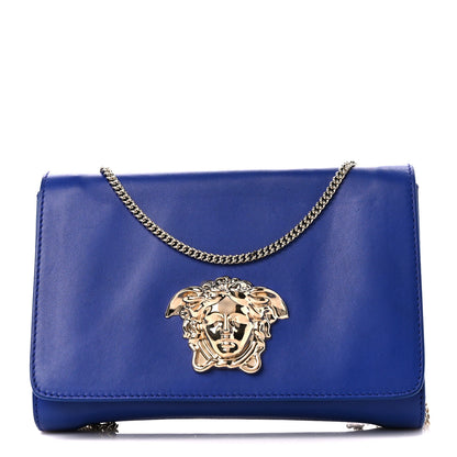 Versace Lambskin Palazzo Chain Evening Bag Blue 1 of 10