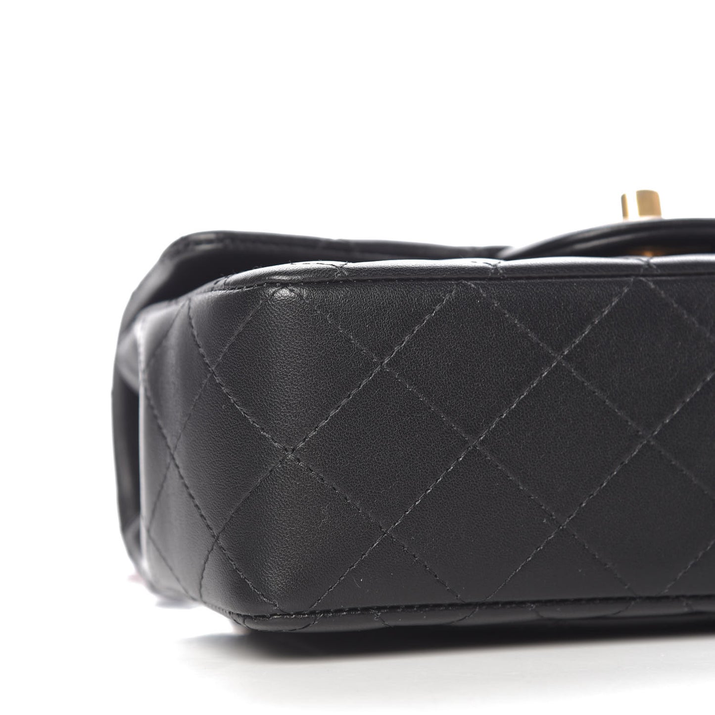 Lambskin Quilted Mini Top Handle Rectangular Flap Black