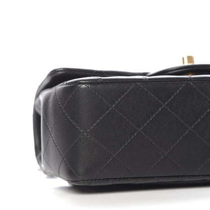 Chanel Lambskin Quilted Mini Top Handle Rectangular Flap Black 8 of 11