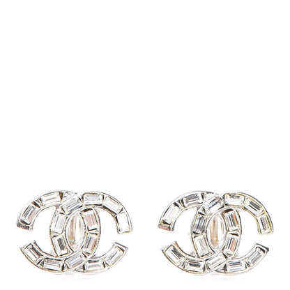 Chanel Baguette Crystal CC Earrings Silver 1 of 4