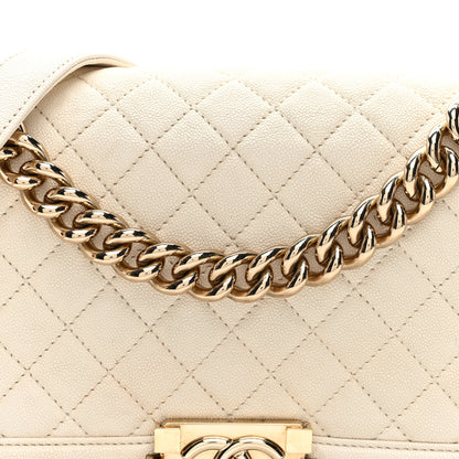 Chanel Caviar Quilted Medium Boy Flap White White 8 of 10