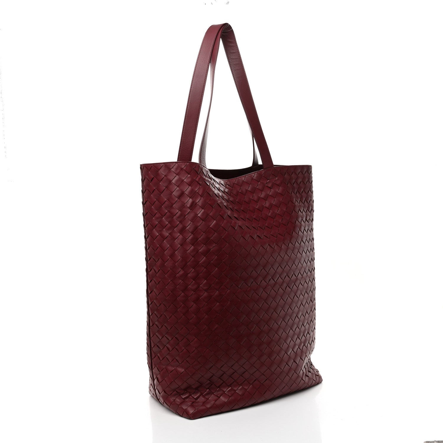 Bottega Veneta Calfskin Intrecciato Large North South Tote Bag Burgundy 4 of 11