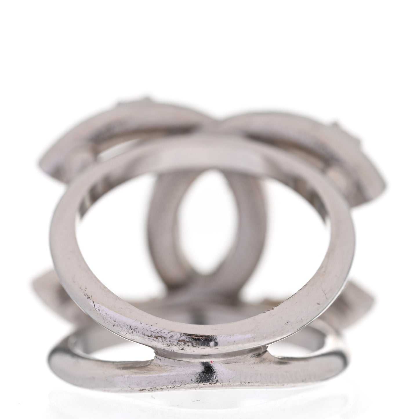 Metal Crystal CC Ring 50 5.25 Silver
