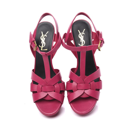 Saint Laurent Calfskin Tribute 75 Platform Sandals 35.5 Fuchsia 5 of 10