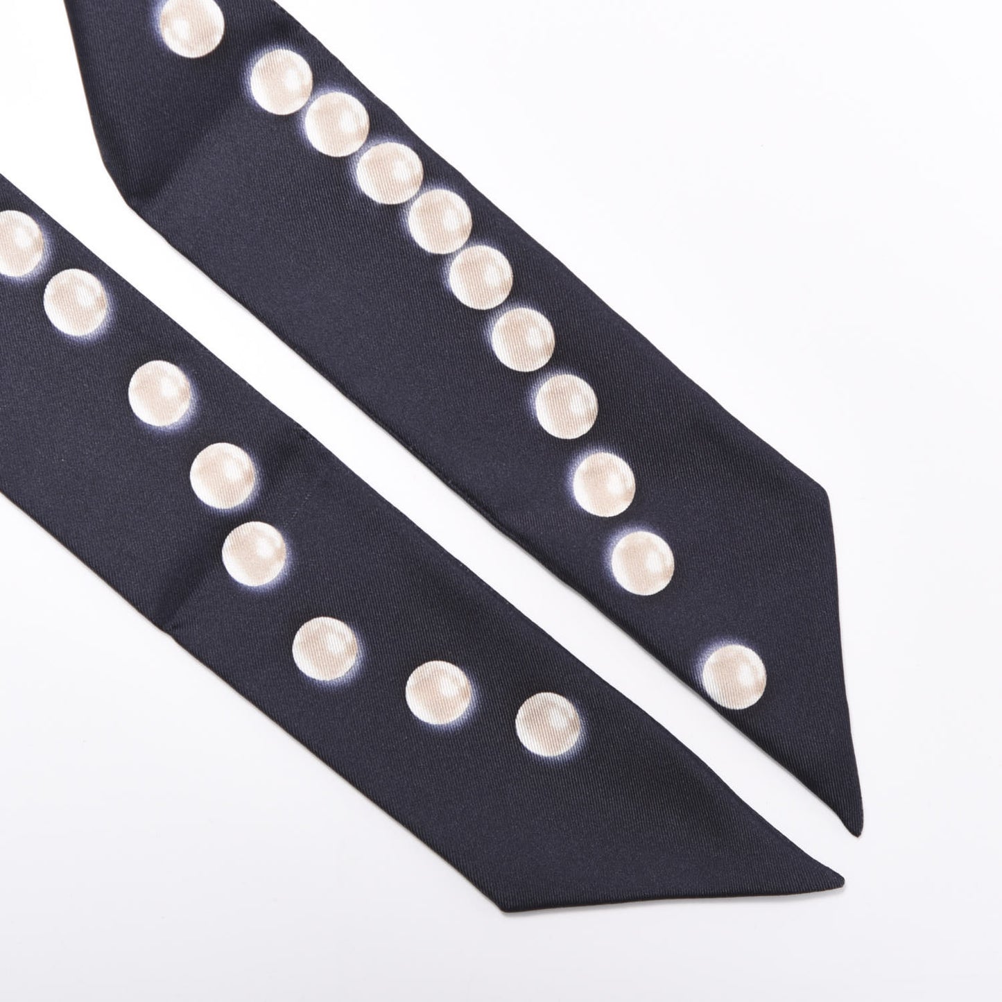 Silk Pearl CC Slim Bandeau Scarf Navy
