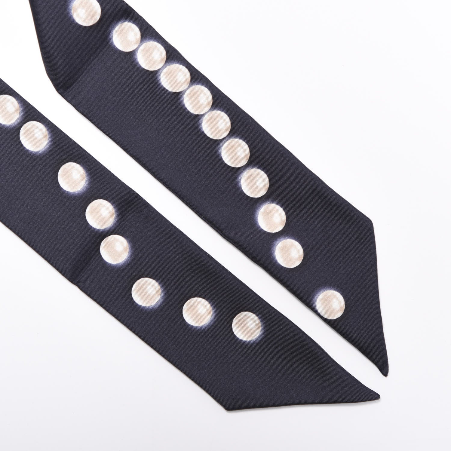 Chanel Silk Pearl CC Slim Bandeau Scarf Navy 3 of 4