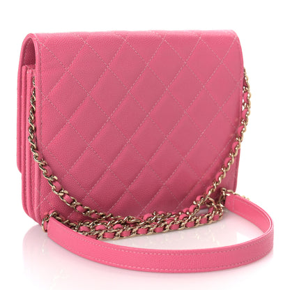 Chanel Caviar Quilted Square Wallet On Chain WOC Pink 2 of 10