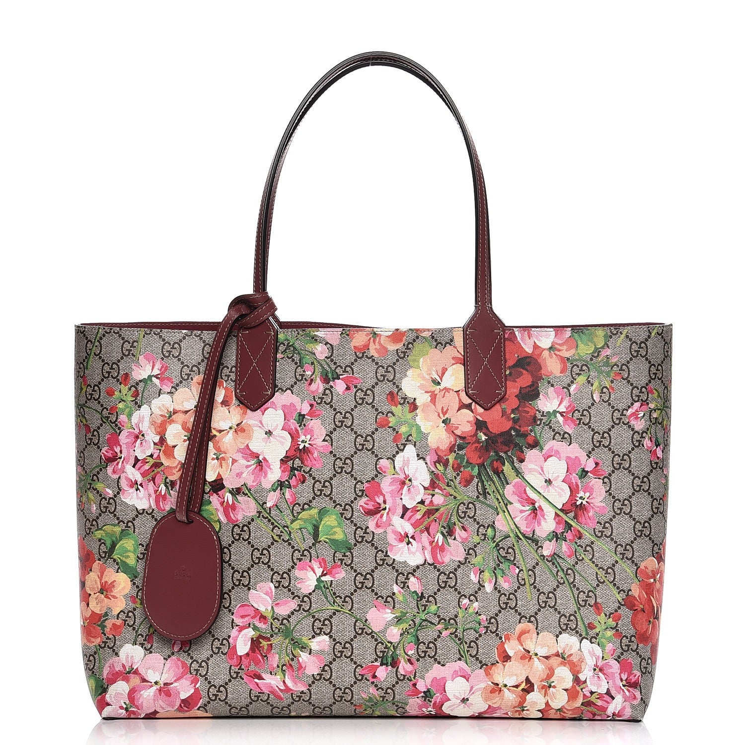 Gucci GG Supreme Monogram Blooms Medium Reversible Tote Beige Multicolor Dry Rose 1 of 11