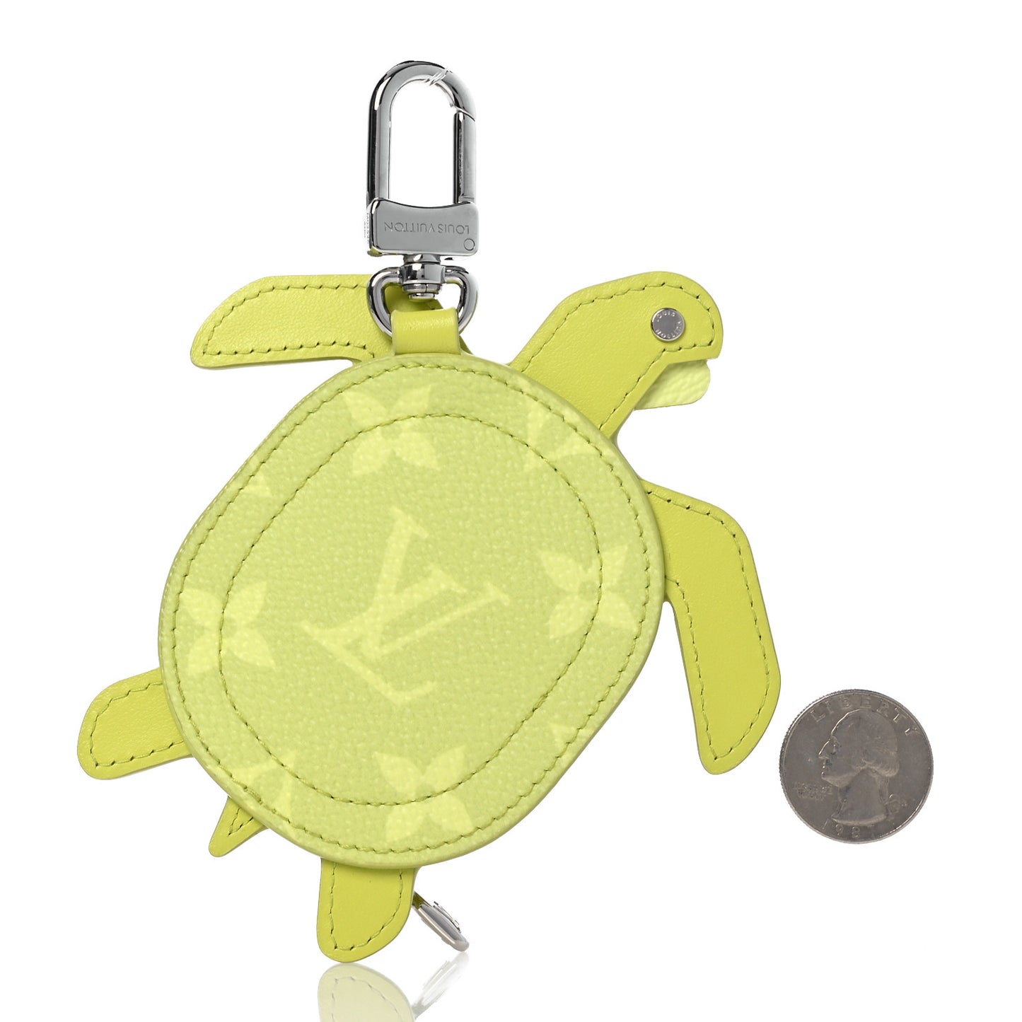 Monogram Calfskin Turtle Pouch Bag Charm Lime