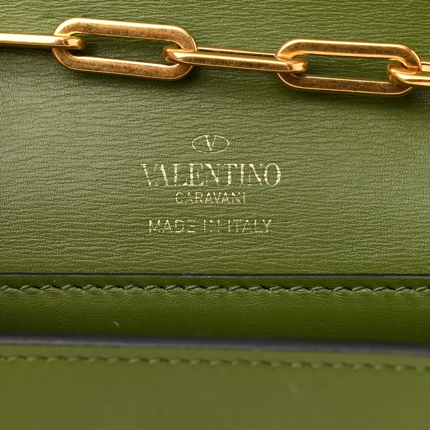 Valentino Garavani Calfskin Maison Gryphons Chain Shoulder Bag Green 6 of 11