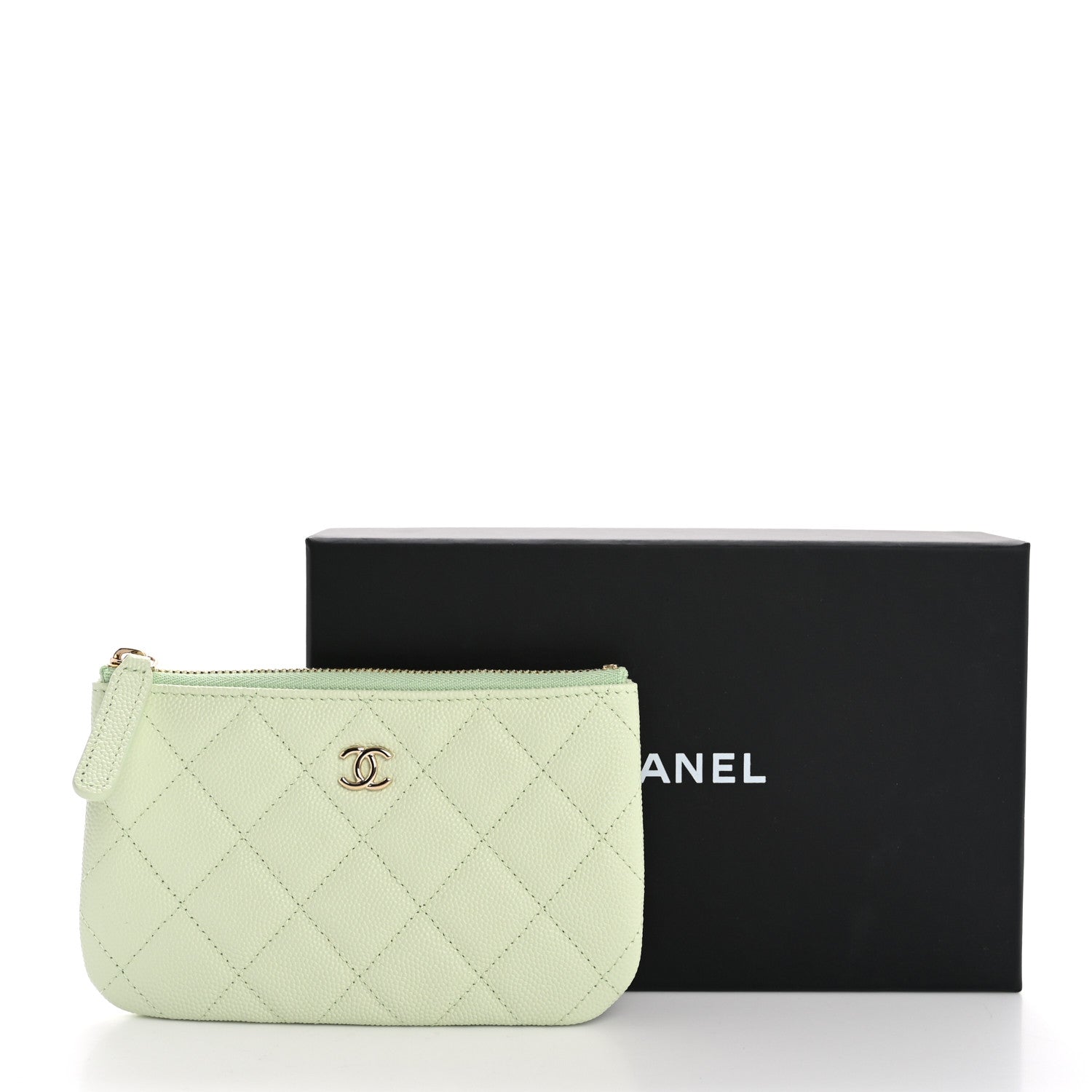 Chanel Caviar Quilted Small Cosmetic Case Light Green 9 of 9
