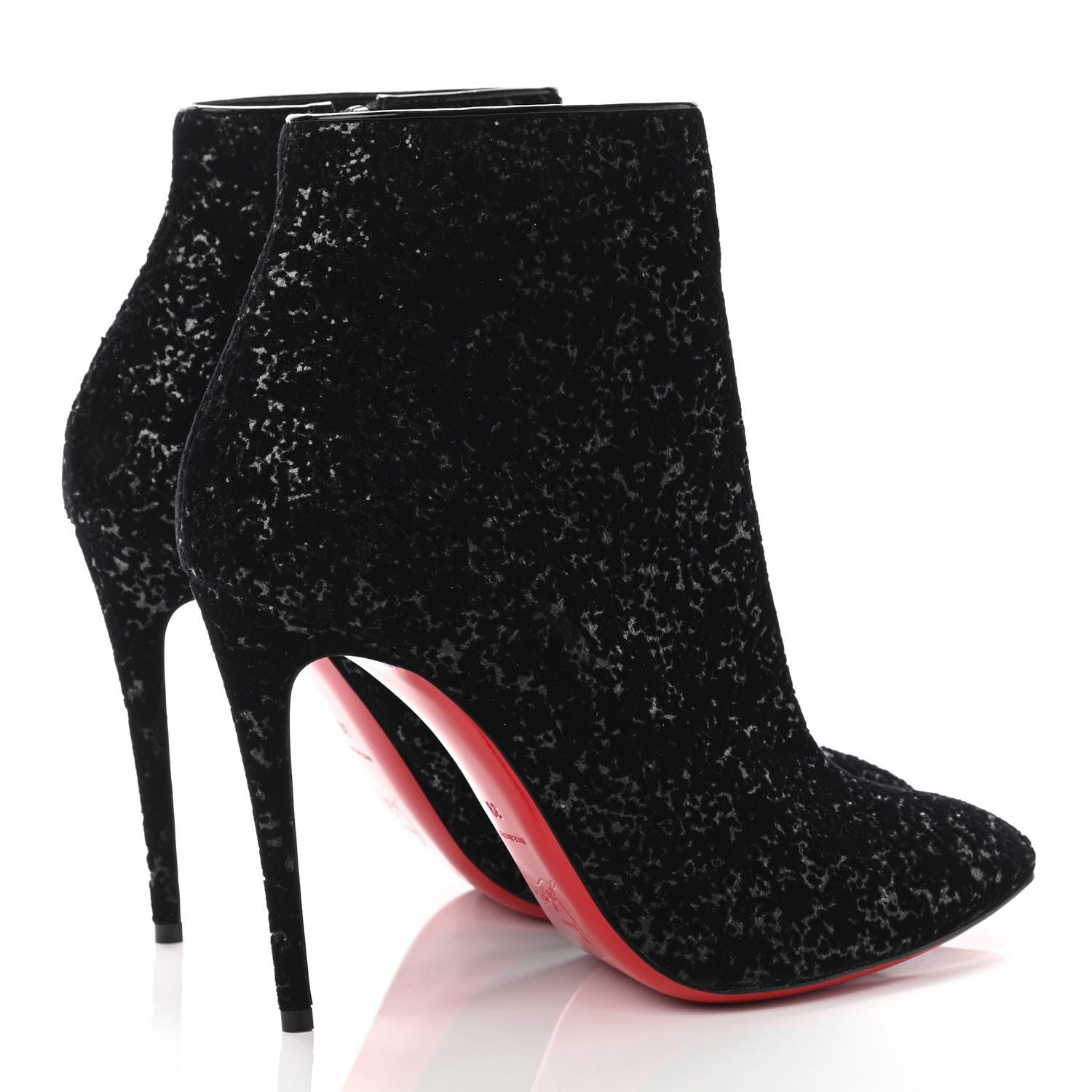 Christian Louboutin Velvet Patent Glitter Eloise 100 Booty 39 Black 3 of 4