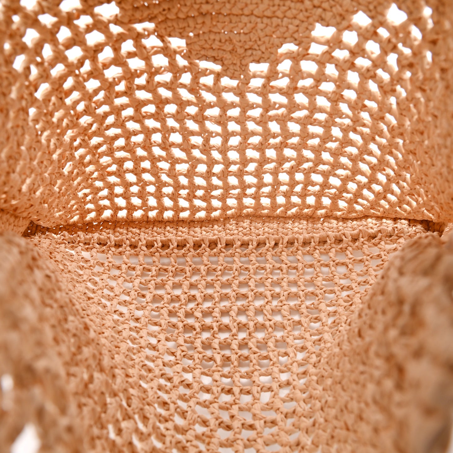 Yarn Raffia Effect Crochet Logo Embroidered Tote Bag Naturale