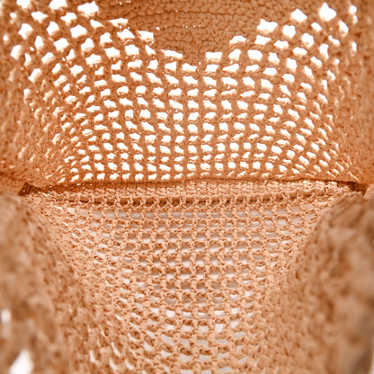 Prada Yarn Raffia Effect Crochet Logo Embroidered Tote Bag Naturale 5 of 10