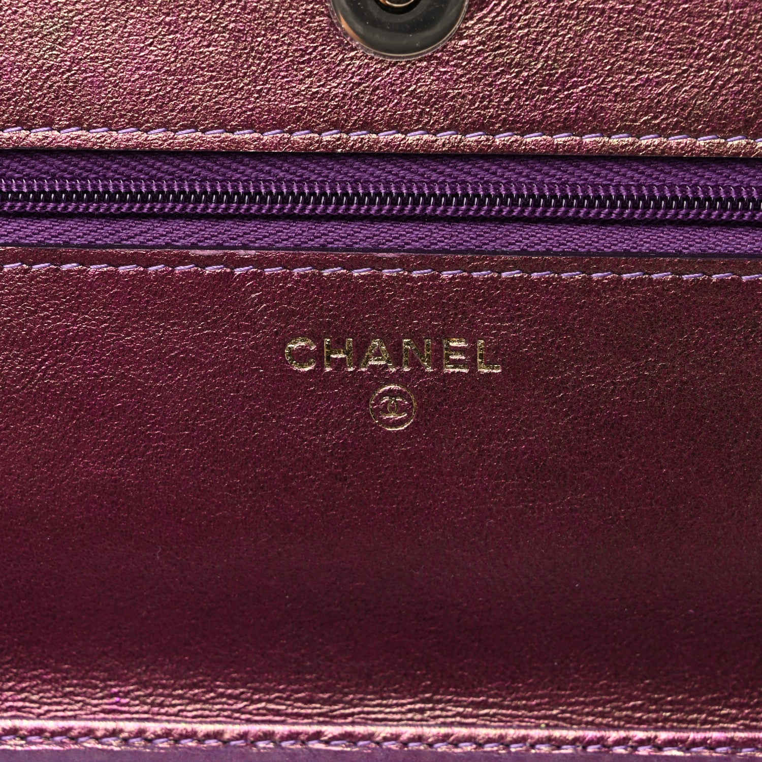Chanel Iridescent Lambskin Quilted Wallet On Chain WOC Purple 5 of 10