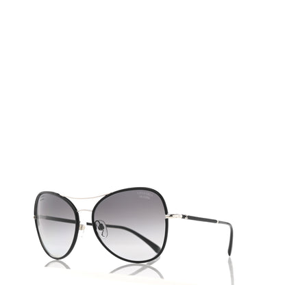 Chanel Metal Lambskin Polarized Pilot Fall Sunglasses 4227-Q Black 1 of 8