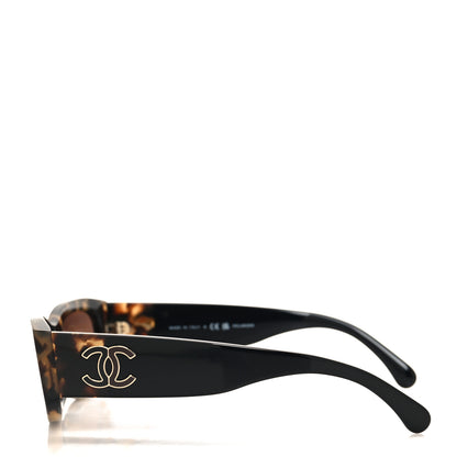 Chanel Acetate Polarized Rectangle Sunglasses 5525 Havana 3 of 8