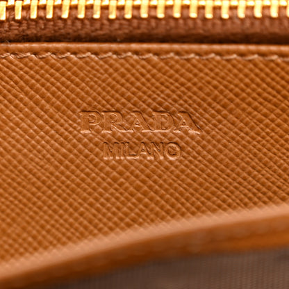 Prada Saffiano Metal Flap Wallet With Strap Caramel 6 of 9