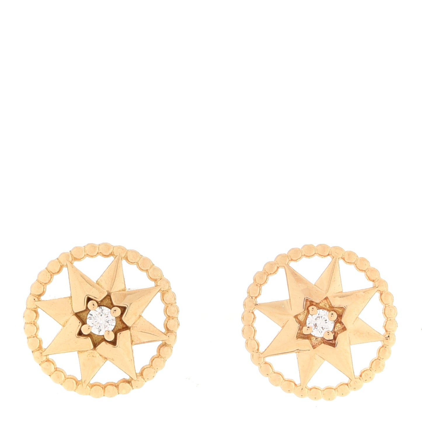 18K Yellow Gold Diamond XS Rose Des Vents Earrings