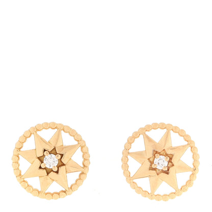 Christian Dior 18K Yellow Gold Diamond XS Rose Des Vents Earrings 1 of 8