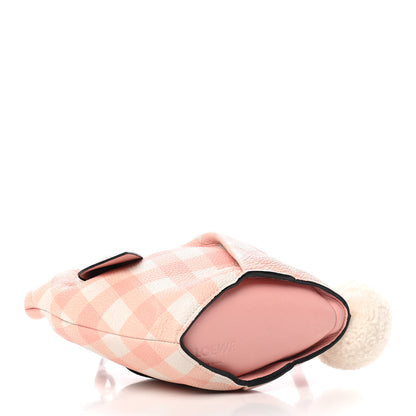 Loewe Calfskin Shearling Gingham Mini Bunny Crossbody Bag Pink 3 of 7