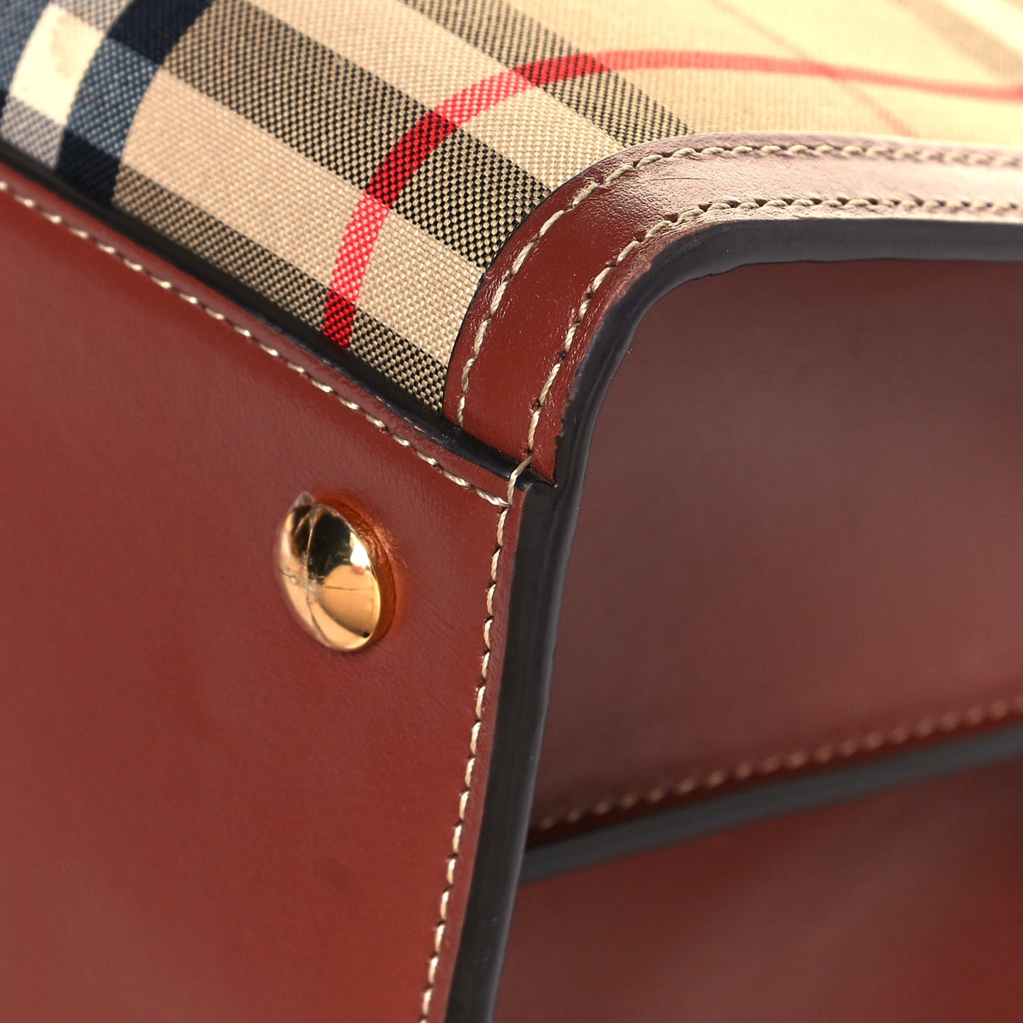 Calfskin Vintage Check Two Handle Title Bag Archive Beige