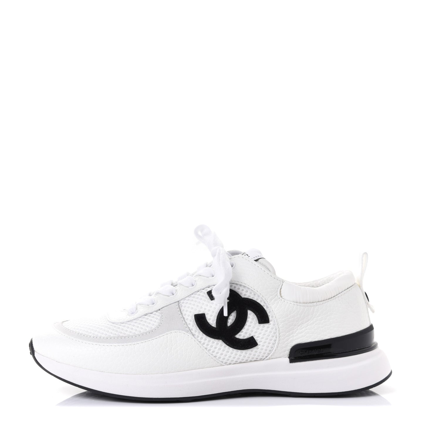Calfskin Mesh Lycra Suede Womens Logo Sneakers 37.5 White
